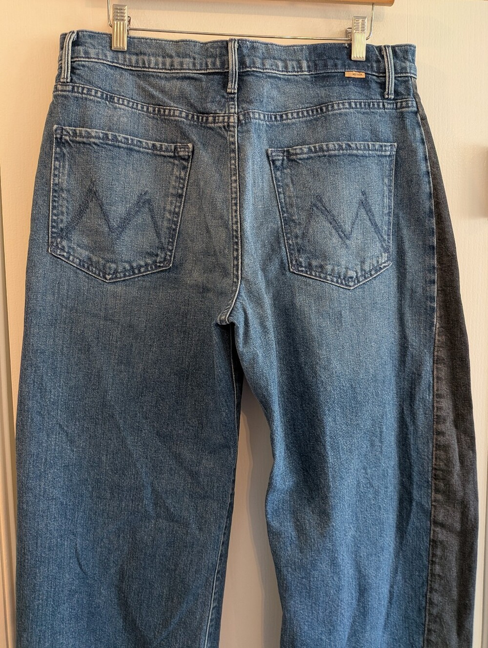 Mother Superior Half Pipe Flood Barrel Leg Jeans Black & Blue Denim Wash Size 31 - Picture 9 of 15